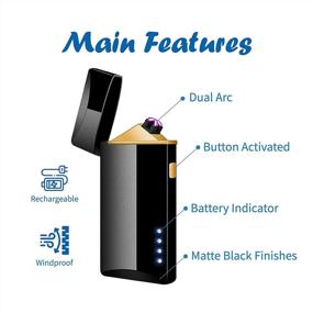 img 3 attached to 🔥 Dklite Minimalist Electric Arc Lighter: USB Rechargeable, Windproof Flameless Lighter with Battery Indicator - Matte Black Ideal for Candle, Outdoor, Camping, Picnic, and Adventure