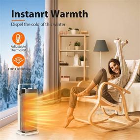 img 4 attached to 🔥 1500W/750W Electric Ceramic Portable Tower Heating Fan - Ideal Space Heater for Office with 120° Oscillation, Thermostat, Fast Heating, Overheat & Tip-over Protection - Perfect for Small Room, Home, Personal Indoor Use