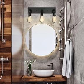 img 3 attached to 💡 PUUPA 3-Light Industrial Metal Water Pipe Vanity Fixture: Ideal for Bedroom, Dressing Room, Powder Room, and Entryway Décor