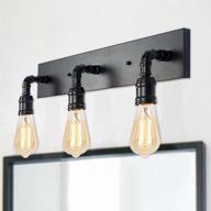 💡 puupa 3-light industrial metal water pipe vanity fixture: ideal for bedroom, dressing room, powder room, and entryway décor логотип