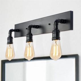 img 4 attached to 💡 PUUPA 3-Light Industrial Metal Water Pipe Vanity Fixture: Ideal for Bedroom, Dressing Room, Powder Room, and Entryway Décor