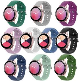 img 4 attached to HSWAI 10 Цветных браслетов для Samsung Galaxy Watch 4, Galaxy Watch Active 2, Watch 4 Classic - 20 мм мягкий силиконовый спортивный ремешок с быстрым выпуском