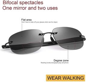 img 3 attached to 🕶️ Bifocal Reading Glasses Sunglasses with Rimless Design for UV Protection - Ideal for Men and Women