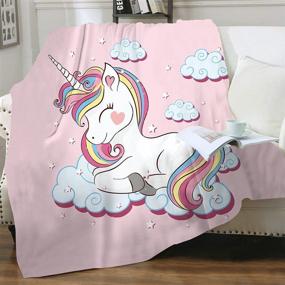 img 3 attached to 🦄 Pink Unicorn Fleece Throw Blanket for Girls and Women - KYKU Cute Rainbow Animal Print Kids Flannel Home Sofa Hug Warm Comfy Nap Pretty Art Decor (60" × 80")