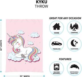 img 1 attached to 🦄 Pink Unicorn Fleece Throw Blanket for Girls and Women - KYKU Cute Rainbow Animal Print Kids Flannel Home Sofa Hug Warm Comfy Nap Pretty Art Decor (60" × 80")