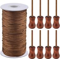 premium sayaya 109 yards braided nylon lift shade cord + wood cord knobs for smooth operation - 1.8mm brown gauge logo