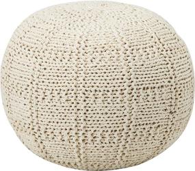 img 4 attached to Ivory Valentine Hand Knit Fabric Pouf: Elegant and Cozy Addition for Your Space