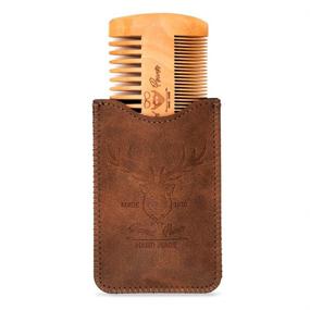 img 2 attached to 🦌 Menesia Wooden Beard Comb with Durable Case for Men's Beard, Fine & Coarse Teeth, Men's Pocket Comb for Beards, Mustaches, and Hair - Brown Deer Design