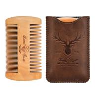 🦌 menesia wooden beard comb with durable case for men's beard, fine & coarse teeth, men's pocket comb for beards, mustaches, and hair - brown deer design logo