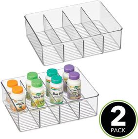 img 3 attached to mDesign Plastic Bathroom Storage Organizer Bin Box - 4 Divided Sections - Cabinets, Shelves, Countertops, Bedroom, Kitchen, Laundry Room - 2 Pack - Clear: Efficient and Versatile Storage Solution