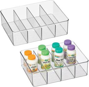 img 4 attached to mDesign Plastic Bathroom Storage Organizer Bin Box - 4 Divided Sections - Cabinets, Shelves, Countertops, Bedroom, Kitchen, Laundry Room - 2 Pack - Clear: Efficient and Versatile Storage Solution