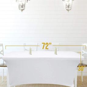 img 3 attached to Улучшите декор вашего стола с помощью белого классического прямоугольного скатертья Wealuxe длиной 6 футов - растяжимой скатерти для стола, белого цвета, 2 штуки.