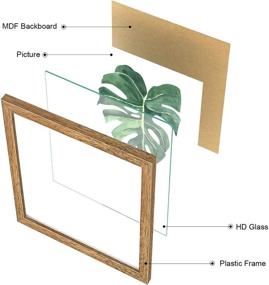 img 1 attached to ArtbyHannah 10x10 Inch 4 Panels Botanical Framed Walnut Finish Picture Frame Collage Set: Elegant Wall Art Décor with Green Leaves and Tropical Plants in Watercolor