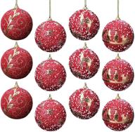 🎄 shatterproof red christmas ball ornaments with hanging loop - festive decorations for holiday party, wreath, tabletop logo