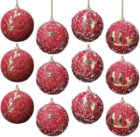 img 4 attached to 🎄 Shatterproof Red Christmas Ball Ornaments with Hanging Loop - Festive Decorations for Holiday Party, Wreath, Tabletop