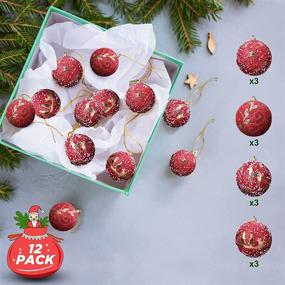 img 3 attached to 🎄 Shatterproof Red Christmas Ball Ornaments with Hanging Loop - Festive Decorations for Holiday Party, Wreath, Tabletop