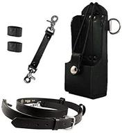 🔥 boston leather firefighter bundle: anti-sway strap, radio strap/belt, & radio holder for motorola ht750/ht1250 logo