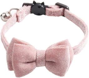 img 4 attached to Hanamaki Breakaway Cat Collar with Bowtie Bell - Kitten Collar + Removable Bowtie for Kitty Cat (7.4-10.8 inch)