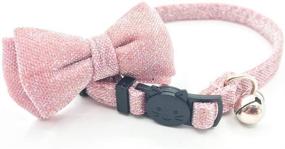 img 3 attached to Hanamaki Breakaway Cat Collar with Bowtie Bell - Kitten Collar + Removable Bowtie for Kitty Cat (7.4-10.8 inch)