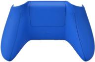 enhanced grip custom bottom shell back panels for xbox one s & one x controller, blue replacement back shell side rails with battery cover for xbox one s x controller model 1708 logo