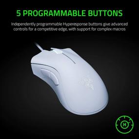 img 2 attached to 🖱️ Razer DeathAdder Essential Gaming Mouse: High-Precision 6400 DPI Optical Sensor - Customizable 5 Programmable Buttons - Responsive Mechanical Switches - Non-slip Rubber Side Grips - Stylish Mercury White Design
