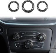 🔘 voodonala abs carbon fiber radio ac knobs - premium air conditioner switch buttons for 2015-2019 dodge challenger charger chrysler 300 | set of 3 logo