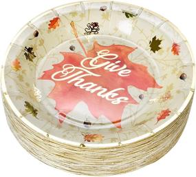 img 2 attached to 🍂 Fall Plates and Napkins for Thanksgiving and Autumn Leaves - Set of 50 Guests, Including 50 Dinner Paper Plates (10"), 50 Dessert Paper Plates (7"), and 100 Luncheon Napkins (3 Ply) with Elegant Gold Foil - Perfect Dinnerware for Holiday Table