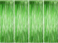 📸 vibrant 4 pack photo booth backdrops: metallic tinsel curtains for weddings, birthdays, christmas, halloween, disco parties - matt green favour decorations логотип