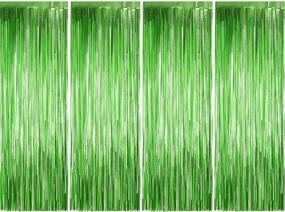 img 4 attached to 📸 Vibrant 4 Pack Photo Booth Backdrops: Metallic Tinsel Curtains for Weddings, Birthdays, Christmas, Halloween, Disco Parties - Matt Green Favour Decorations