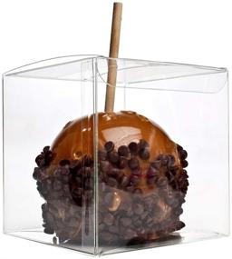 img 2 attached to 25-Pack 4x4x4 Caramel Apple Boxes: Clear Transparent Gift Boxes with Top Hole for Sticks, Ideal for Treats, Candy, Chocolate, Caramel Apples. Perfect for Weddings, Parties, Baby Showers - FS56