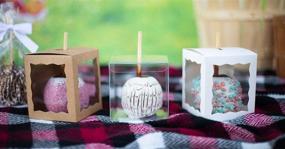 img 1 attached to 25-Pack 4x4x4 Caramel Apple Boxes: Clear Transparent Gift Boxes with Top Hole for Sticks, Ideal for Treats, Candy, Chocolate, Caramel Apples. Perfect for Weddings, Parties, Baby Showers - FS56