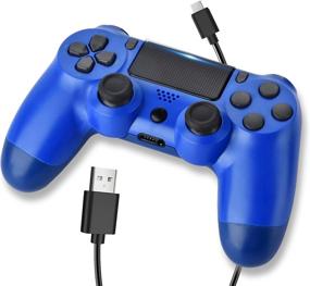 img 4 attached to 2021 New Wave Blue Wireless Controller for PS4 - Wiv77, Mando Pa4 Gamepad/Joystick for PlayStation4 with Headset Jack - Ideal for Man/Kids