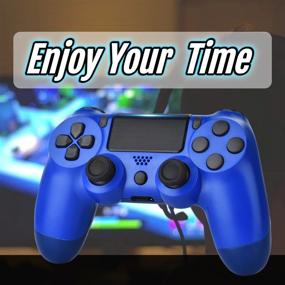 img 1 attached to 2021 New Wave Blue Wireless Controller for PS4 - Wiv77, Mando Pa4 Gamepad/Joystick for PlayStation4 with Headset Jack - Ideal for Man/Kids