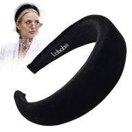 women's headbands - velvet padded hair accessories for girls - cute fashion head bands - wide boho vintage hairbands (black) logo