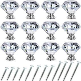 img 4 attached to 🔮 12-Pack Glass Cabinet Knobs - Crystal Dresser Hardware 30mm – Drawer Knobs