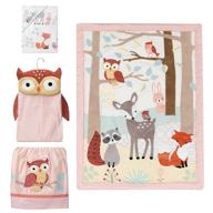 🌸 lambs & ivy little woodland forest animals 4 piece crib bedding set in pink/white - enhanced seo logo