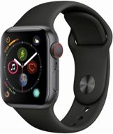 📱 apple watch series 4 (44мм) - восстановлен, gps + сеть, черный корпус из алюминия space gray с черным спортивным ремешком логотип