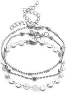 💎 стильный серебряный браслет на ногу huno с бусинами: многослойный браслет для модных женщин, девочек и подростков логотип