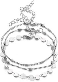 img 1 attached to 💎 Стильный серебряный браслет на ногу HUNO с бусинами: многослойный браслет для модных женщин, девочек и подростков