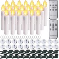 soulbay 20pcs christmas window candles with timer remote control suction cups, led battery operated taper candle flicker dimmable lights for home holiday decorations - warm white, indoor/outdoor логотип