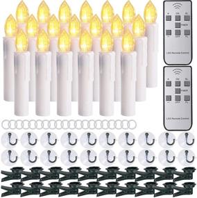 img 4 attached to SoulBay 20pcs Christmas Window Candles with Timer Remote Control Suction Cups, LED Battery Operated Taper Candle Flicker Dimmable Lights for Home Holiday Decorations - Warm White, Indoor/Outdoor