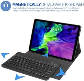img 3 attached to 📱 Boriyuan Чехол-клавиатура для iPad Pro 11 2020 2018 - подсветка, съемная клавиатура, тонкий кожаный фолиант, зарядка для Apple Pencil - черный
