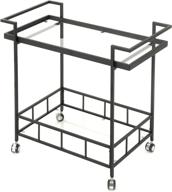 🍾 black iron bar cart with tempered glass shelves by christopher knight home: ambrose indoor industrial design logo