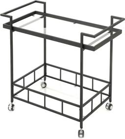 img 4 attached to 🍾 Black Iron Bar Cart with Tempered Glass Shelves by Christopher Knight Home: Ambrose Indoor Industrial Design