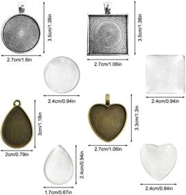 img 2 attached to 📿 SENHAI 24 Pieces Pendant Trays Set - 4 Styles with Transparent Glass Cabochon Tiles and Necklace Cord, Bulk Pack with Clasp - Round, Square, Heart, and Teardrop Clear Dome for DIY Photo Pendant Craft and Jewelry Making