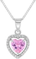 💎 925 sterling silver heart & round cz pendant necklaces for young girls - cute charm necklaces for little girls & preteens - sparkling cz pendant necklace for children logo