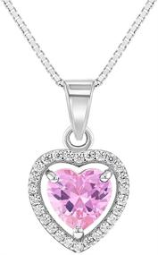 img 4 attached to 💎 925 Sterling Silver Heart & Round CZ Pendant Necklaces for Young Girls - Cute Charm Necklaces for Little Girls & Preteens - Sparkling CZ Pendant Necklace for Children