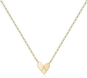 img 4 attached to MONOOC Gold Initial Heart Necklace: Dainty Kids Jewelry for Girls, 14K Gold Plated Toddler Necklace with Small Letter Heart - Delicate Baby Initial Jewelry for Little Girls and Children