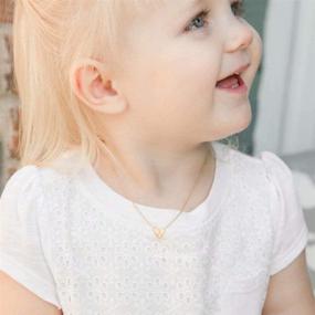 img 2 attached to MONOOC Gold Initial Heart Necklace: Dainty Kids Jewelry for Girls, 14K Gold Plated Toddler Necklace with Small Letter Heart - Delicate Baby Initial Jewelry for Little Girls and Children