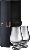 set of 2 glencairn whisky glasses in a leather travel case logo